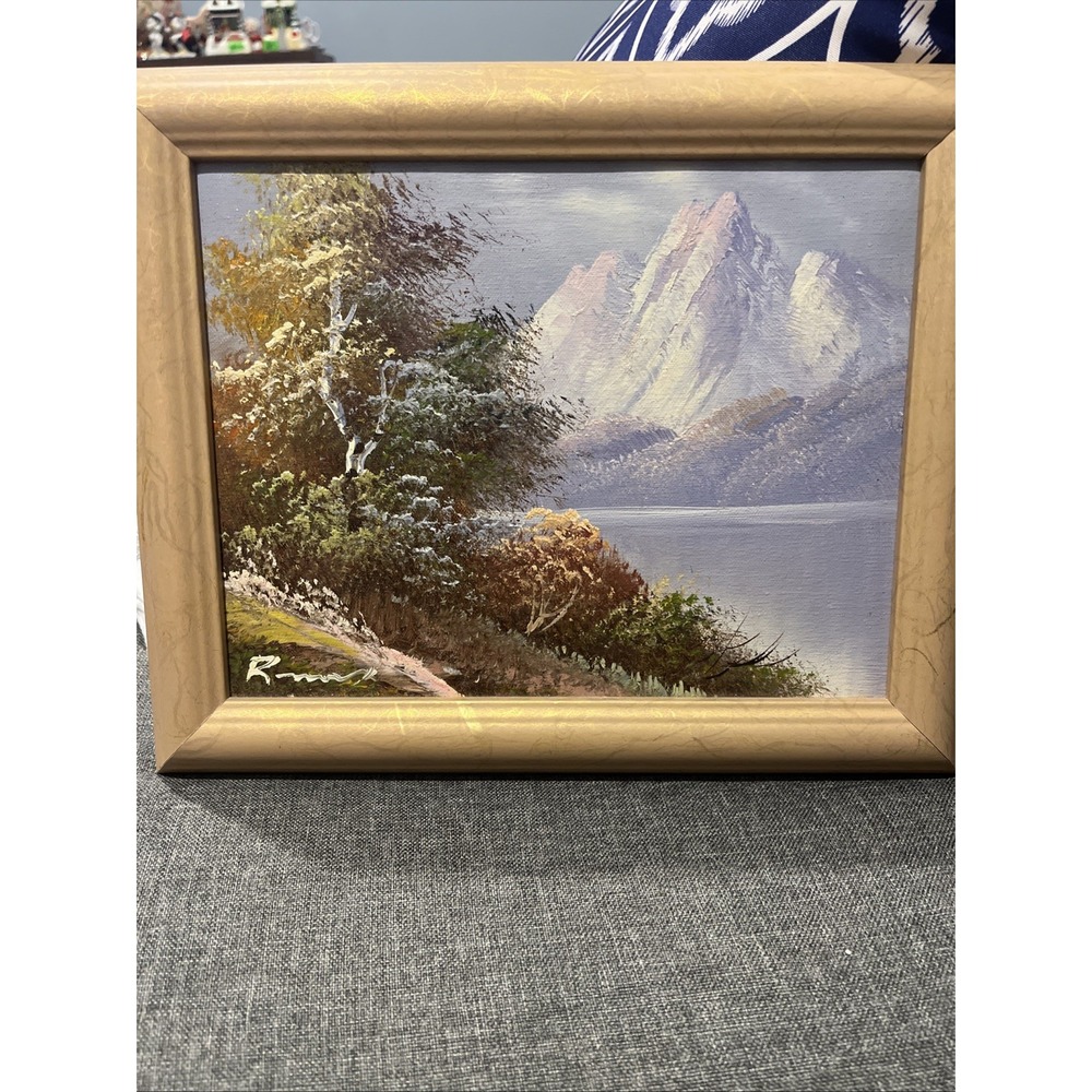 Original Oil Snow Painting framed landscape Signed Framed R. Hill Signed